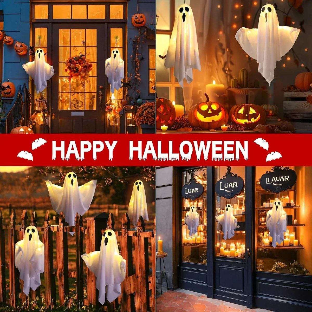 3X Halloween Decoration LED Light Ghost Outdoor Garden Party Home Hanging Props