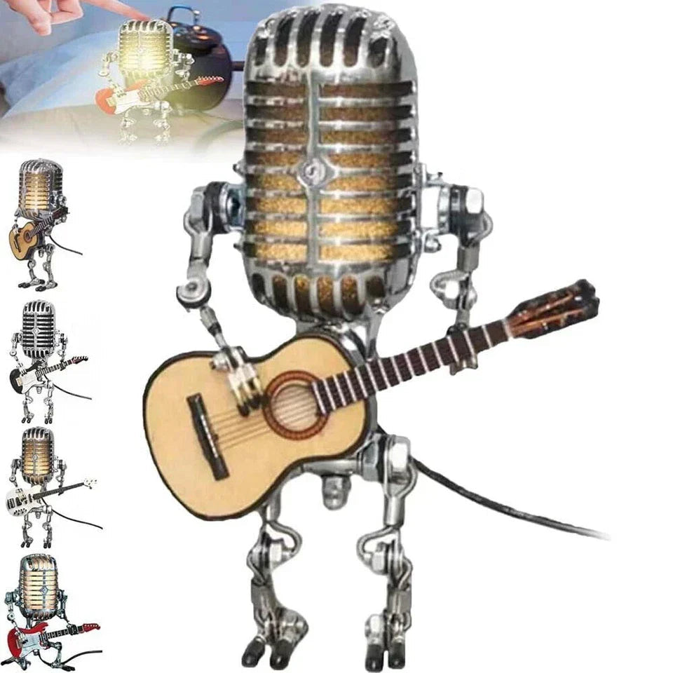 Retro Microphone Robot Desk Lamp LED Table Light Steampunk Ornament Decor Gifts Corbycart