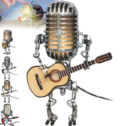 Retro Microphone Robot Desk Lamp LED Table Light Steampunk Ornament Decor Gifts Corbycart