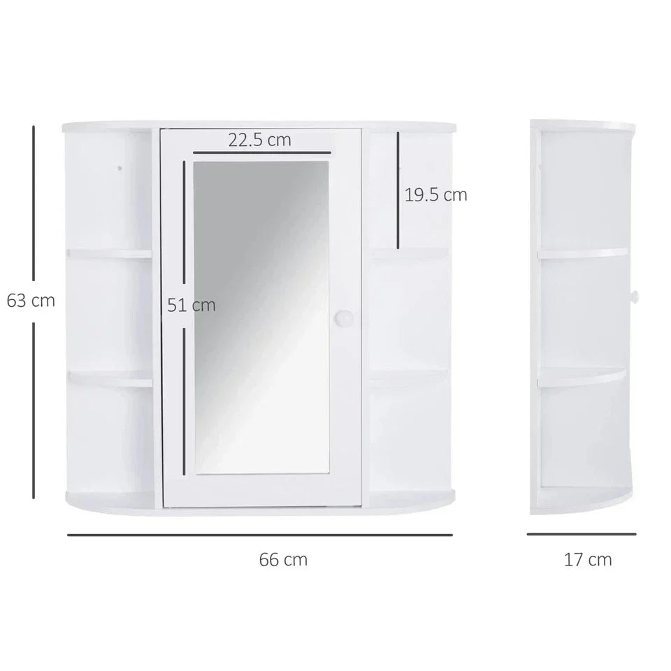 Wall Mounted Bathroom Cabinet with Mirror Single Door Storage Shelves CorbyCart
