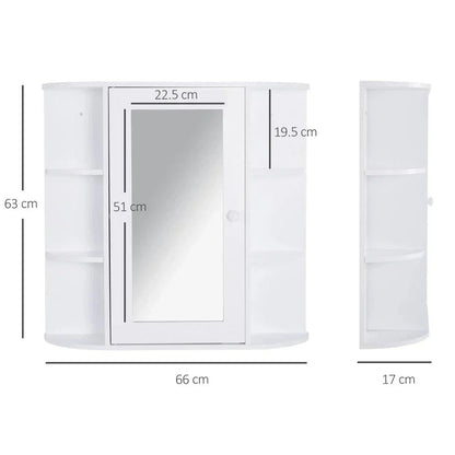 Wall Mounted Bathroom Cabinet with Mirror Single Door Storage Shelves CorbyCart