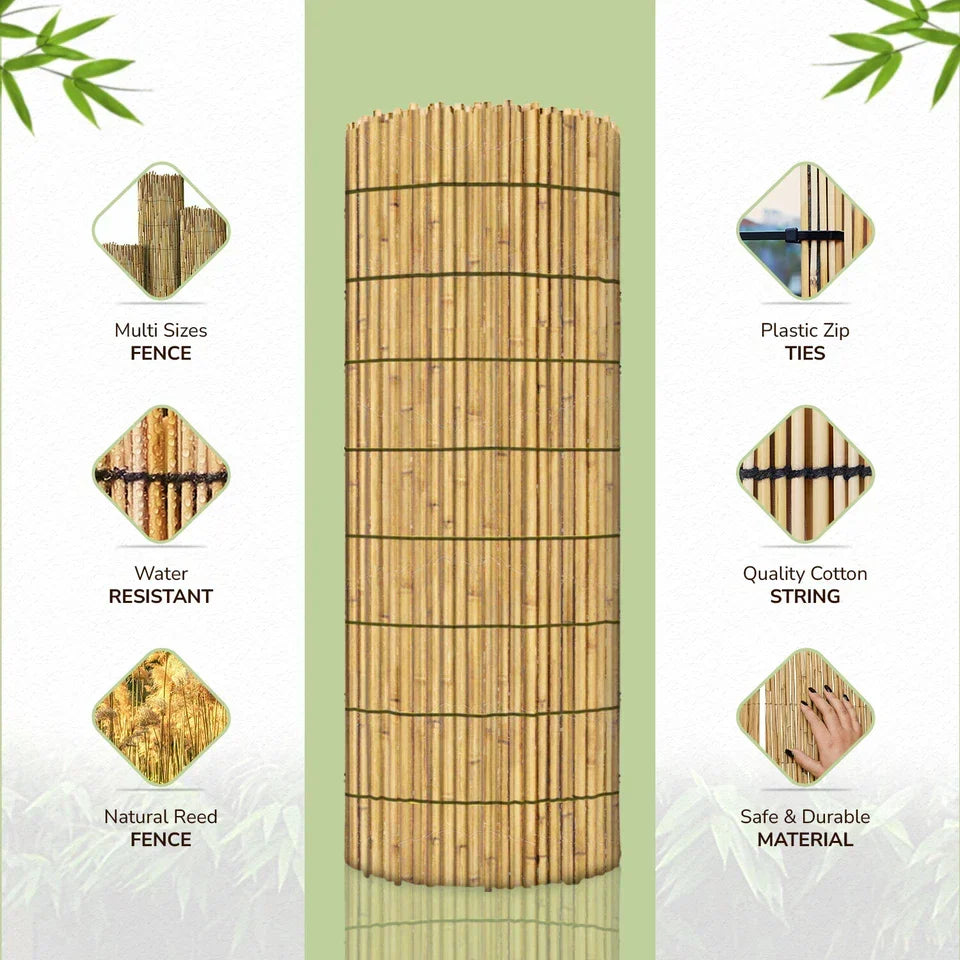 Bamboo Slat Fence Screen Roll Screening Fencing Privacy Sun Panel Garden Outdoor CorbyCart
