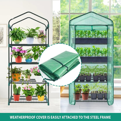 4 Tier Mini Greenhouse Outdoor Garden Plants Grow Green House with PVC Cover CorbyCart