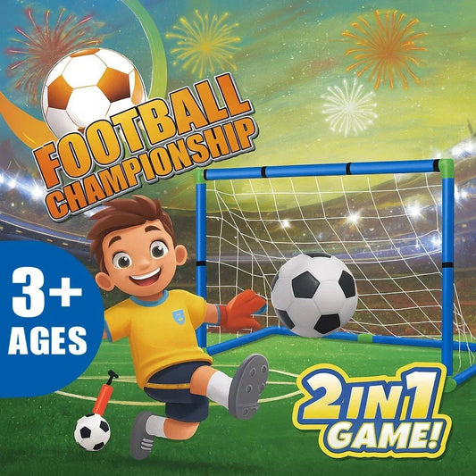 Kids 2in1 Portable Soccer Goal Post Up Football Target Board With Net, Ball Pump CorbyCart
