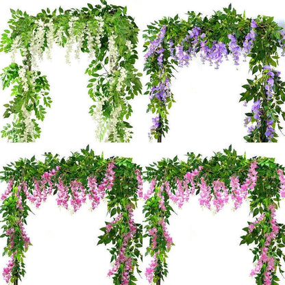 2X7FT Artificial Wisteria Vine Garland Foliage Flower Plant Trailing Home Decor Corbycart