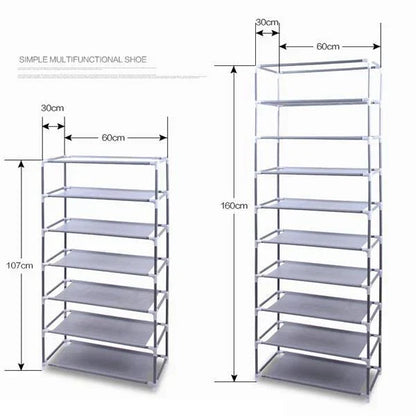 10 Tier Cabinet Storage Organiser Shoe Rack Stand Holds 27 Pairs Dustproof