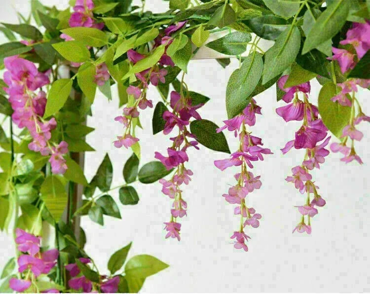 2X7FT Artificial Wisteria Vine Garland Foliage Flower Plant Trailing Home Decor Corbycart