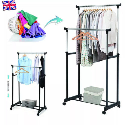 Metal Clothes Rail Storage Garment Shelf Hanging Display Stand Rack CorbyCart