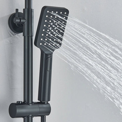 Black Exposed Bathroom Shower Twin Head Large Bar Set Square Valve Rail Hose Tap CorbyCart