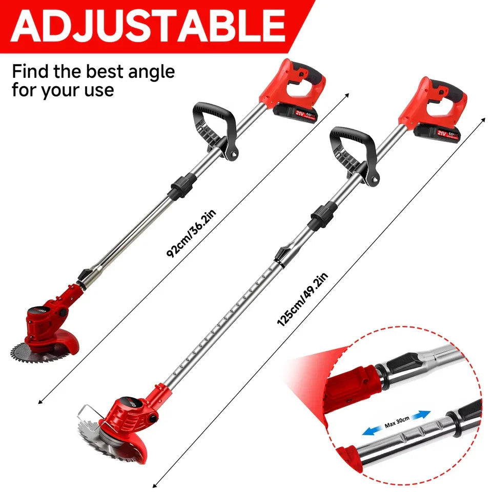21V Cordless Electric Strimmer Grass Trimmer Weeder Garden Edger 2 Battery Wheel CorbyCart