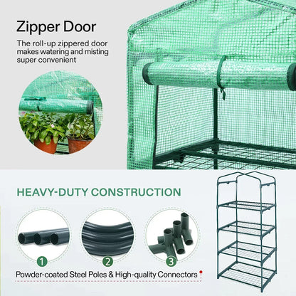 4 Tier Mini Greenhouse Outdoor Garden Plants Grow Green House with PVC Cover CorbyCart