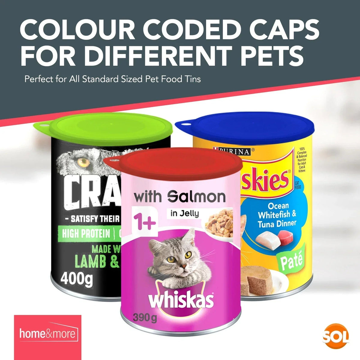 6 Plastic Can Lids Reusable Pet Food Caps Covers Dog Cat Tin Tops Fresh Storage CorbyCart