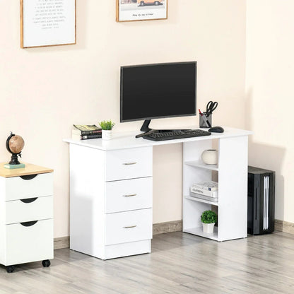 120cm Computer Desk PC Table Workstation w/ 3 Shelf & Drawers White CorbyCart