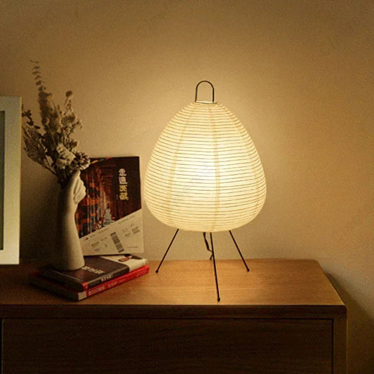 Japanese Design Paper Table Lamp Tripod Rice Paper Table UK Plug CorbyCart