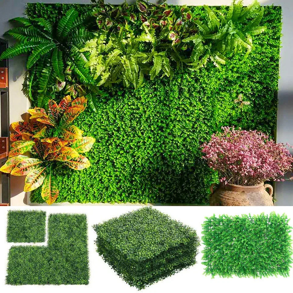6X Artificial Plant Fence Greenery Wall Hedge Grass Mat Foliage Screen Panels UK Corbycart