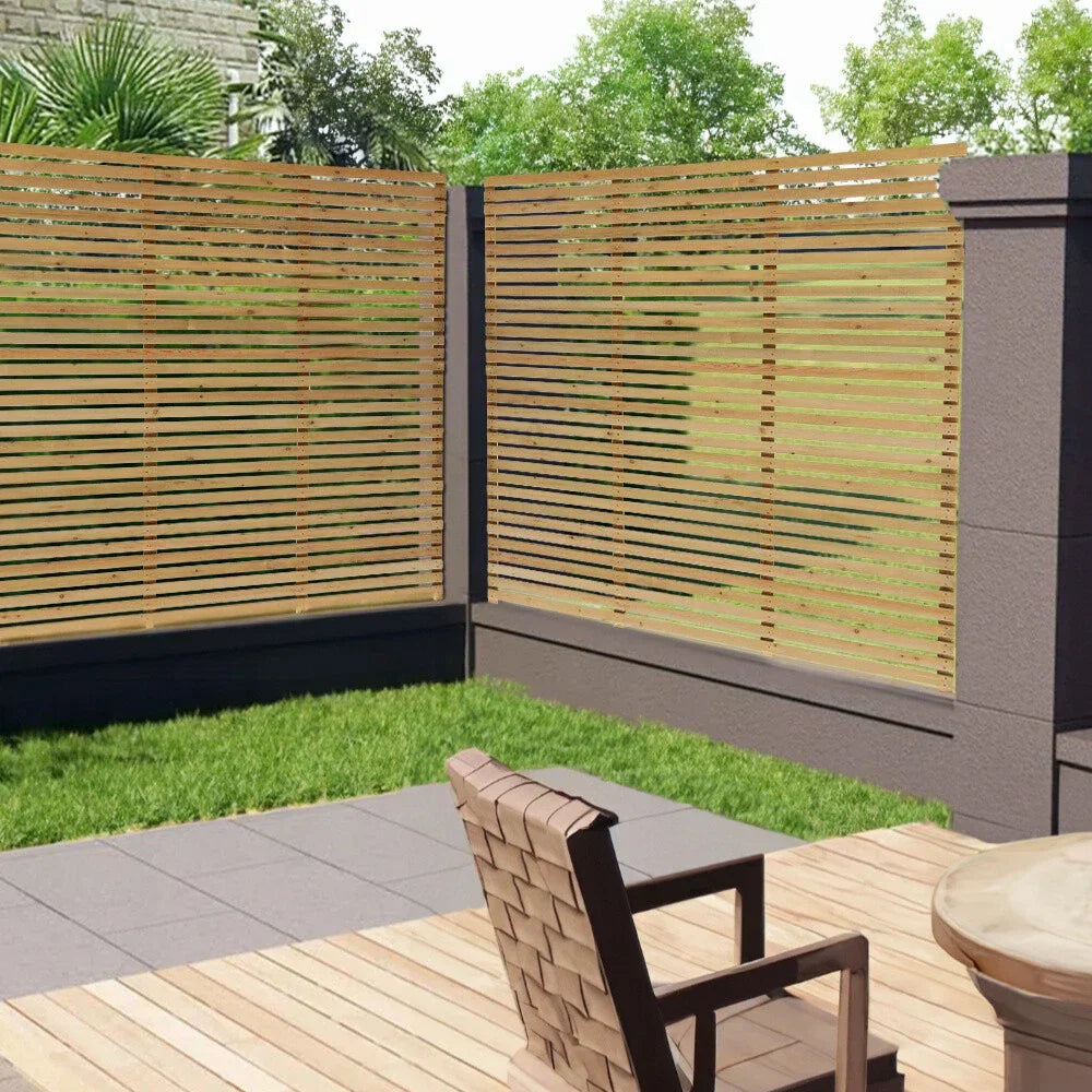 6ft Contemporary Slatted Rough Sawn Treated Fence Panel Corbycart