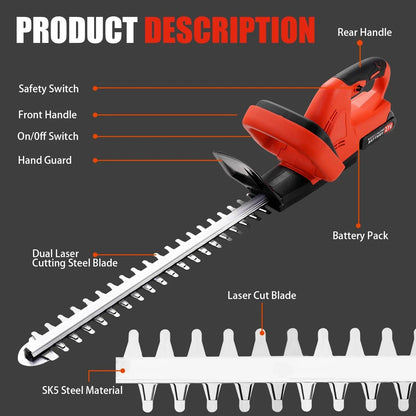 Brushless Cordless Hedge Trimmer Tree Branch Cutter Tool with 2Battery & Charger CorbyCart
