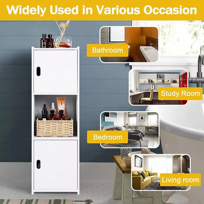 Waterproof Bathroom Storage Cabinet Free Standing Cabinet Organizer Unit White CorbyCart