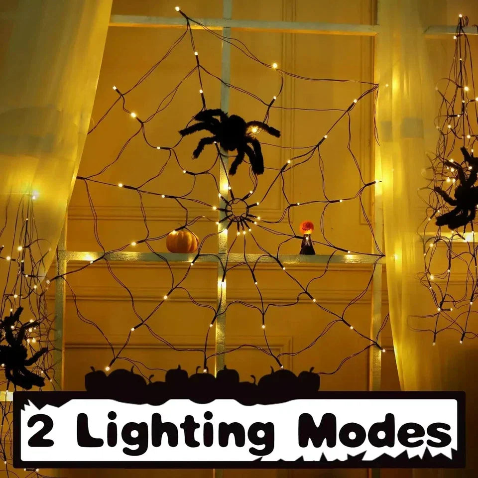 100cm LED Light Halloween Decoration Giant Spider Web Party Props Outdoor Decor CorbyCart