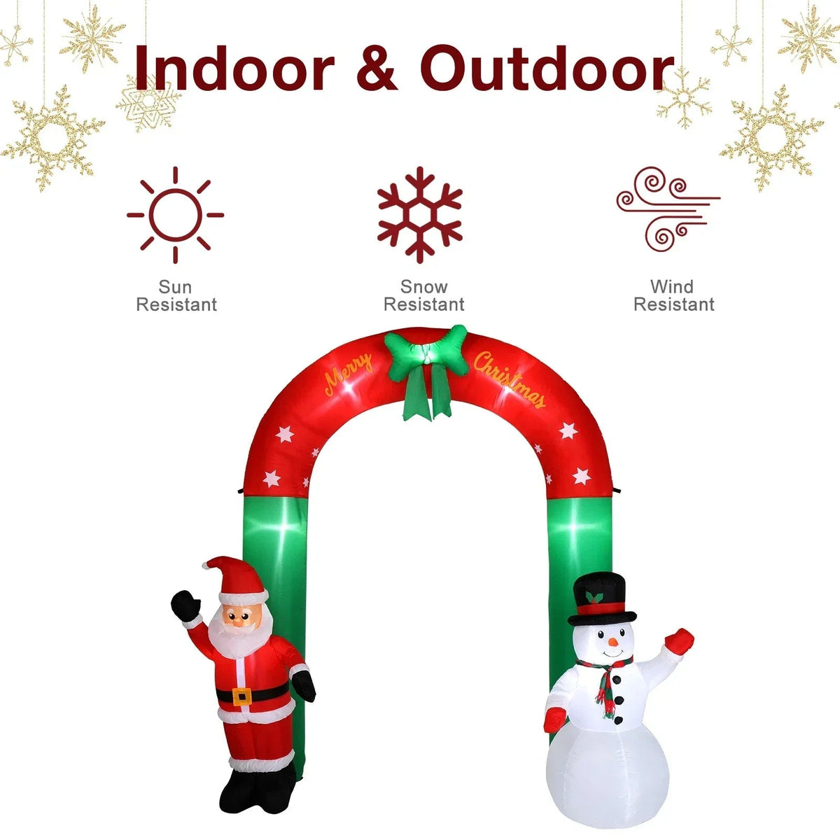 2.4M Christmas Arch Inflatable with Santa & Snowman & LED Lights Outdoor Decor CorbyCart
