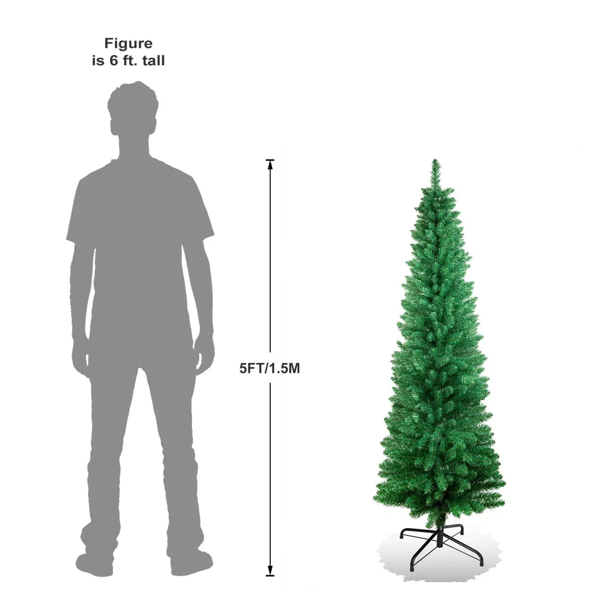 4/5/6/7ft Pencil Slim Christmas Tree with Lights Artificial XMAS Home Decoration CorbyCart
