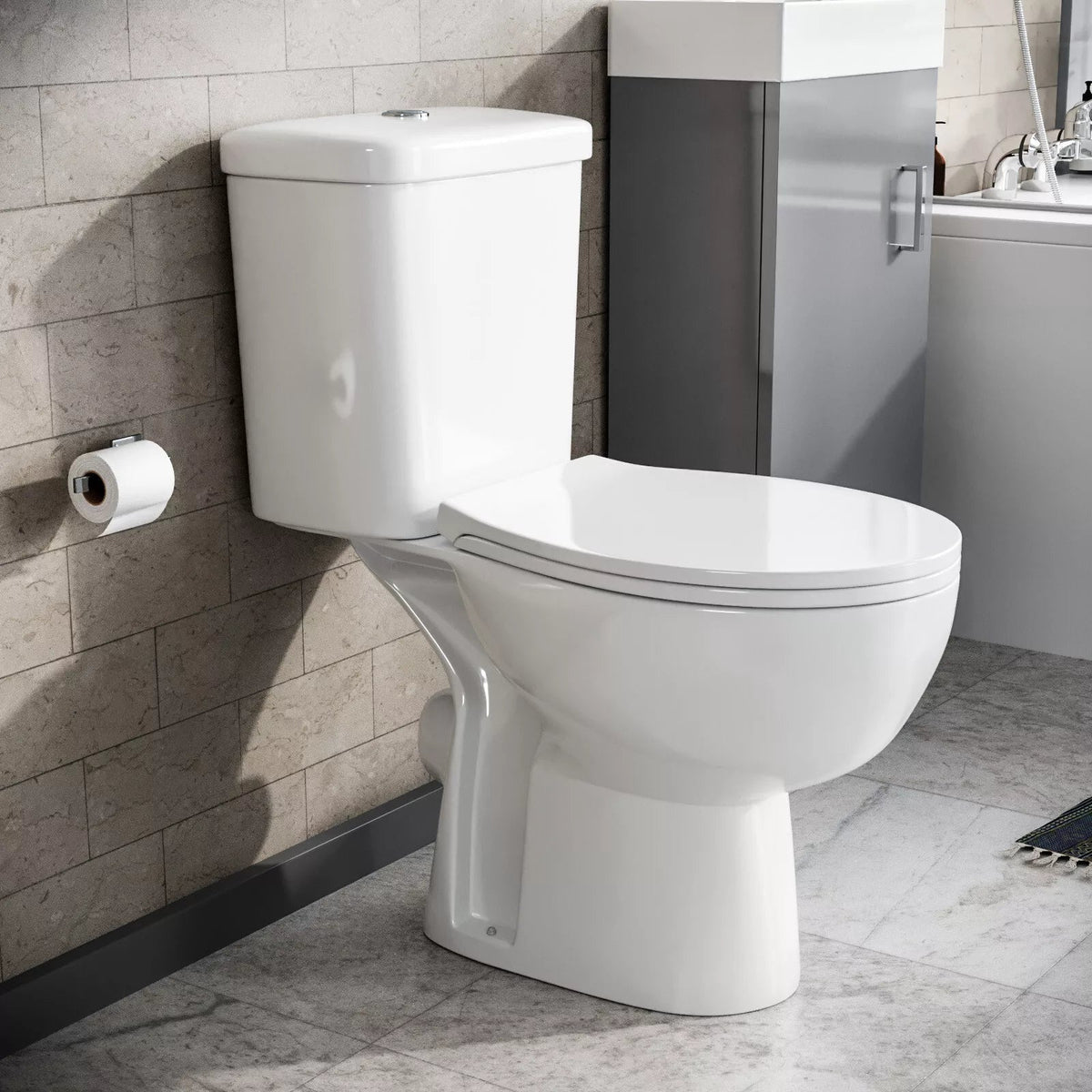 Nes Home Close Coupled Toilet Bathroom WC Pan, Toilet Seat & Cistern CorbyCart