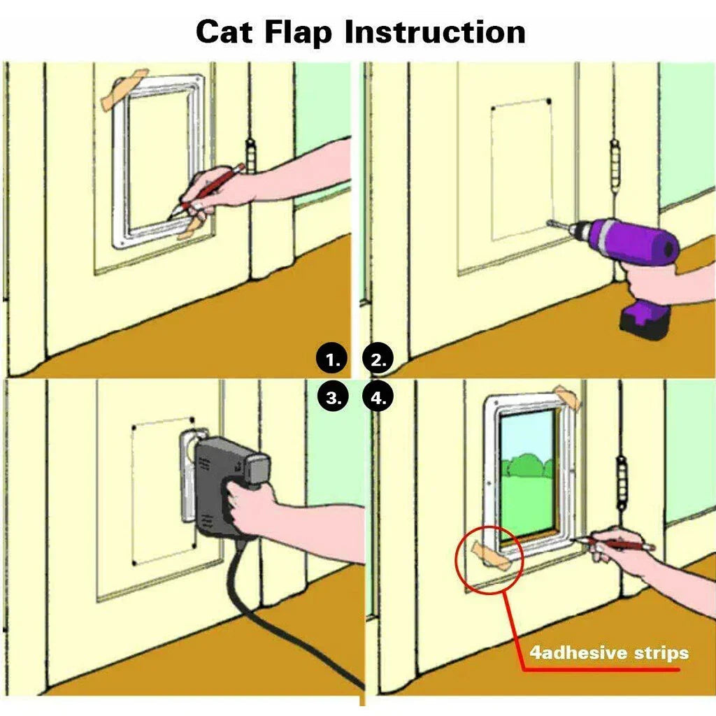 4 way Pet Door Locking Large Extra Large Dog Cat Flap Magnetic Door Frame Corbycart