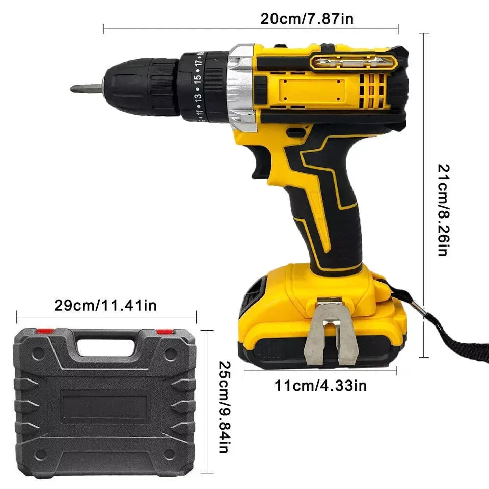 2 Battery 21V Cordless Drill Combi Driver High Power Electric Screwdriver Set UK CorbyCart