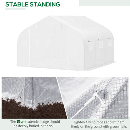Outsunny 4.5x3x2m PE Mesh Cover Galvanized Metal Frame Walk-In Greenhouse