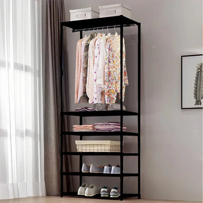 Heavy Duty Clothes Rail Garment Hanging Rack Shoe Storage Shelf Display Black CorbyCart