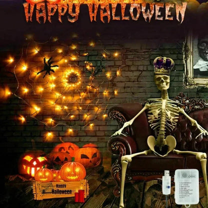100cm LED Light Halloween Decoration Giant Spider Web Party Props Outdoor Decor CorbyCart
