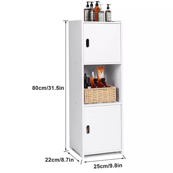 Waterproof Bathroom Storage Cabinet Free Standing Cabinet Organizer Unit White CorbyCart