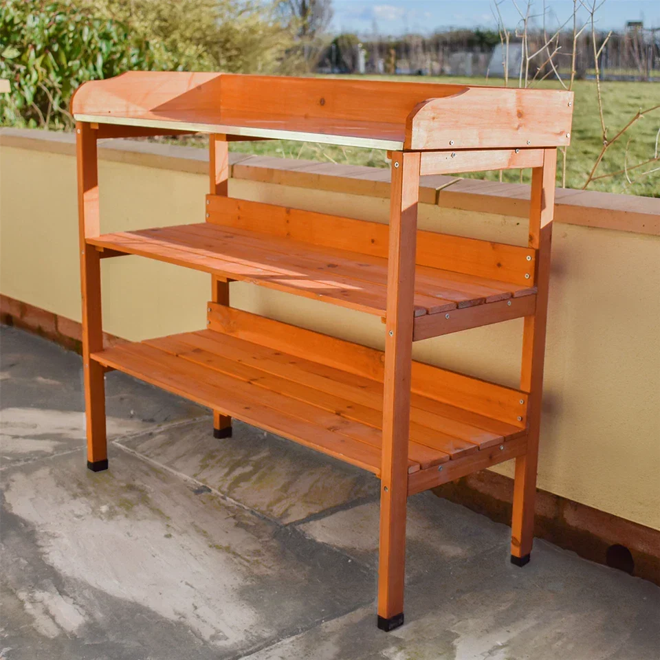 Wooden Greenhouse Potting Work Bench Garden Workstation Staging Table Shelving Corbycart
