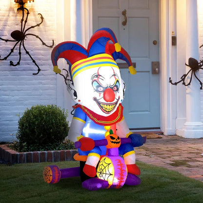4ft Blow Up Halloween Inflatable Clown on Bicycle with 3 Built-in LED Lights CorbyCart