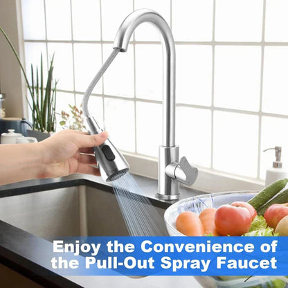 360° Kitchen Sink Mixer Taps Pull Out Spout Spray Single Lever Modern