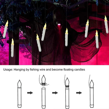 12PCS Floating Candles Halloween Hanging Harry Potter LED Candles Warm White CorbyCart