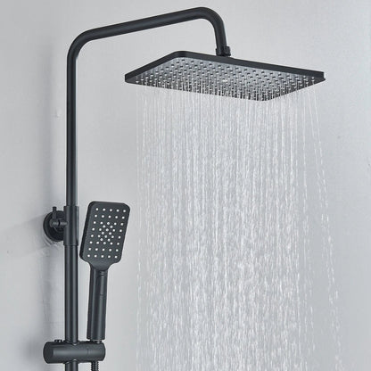 Black Exposed Bathroom Shower Twin Head Large Bar Set Square Valve Rail Hose Tap CorbyCart