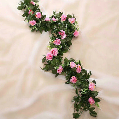 2.5m Artificial Flower Silk Rose Leaf Garland Vine Ivy Home Wedding Garden Corbycart