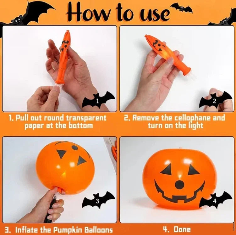 5PCS Halloween Decoration Inflatable Pumpkin with LED Lights Party Light Garden