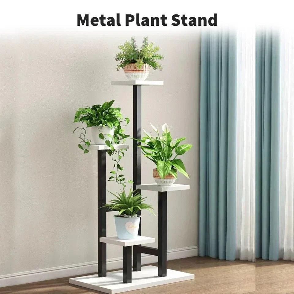 4 Tier Metal Plant Stand Indoor Outdoor Garden Flower Pot Shelf Display Rack UK Corbycart