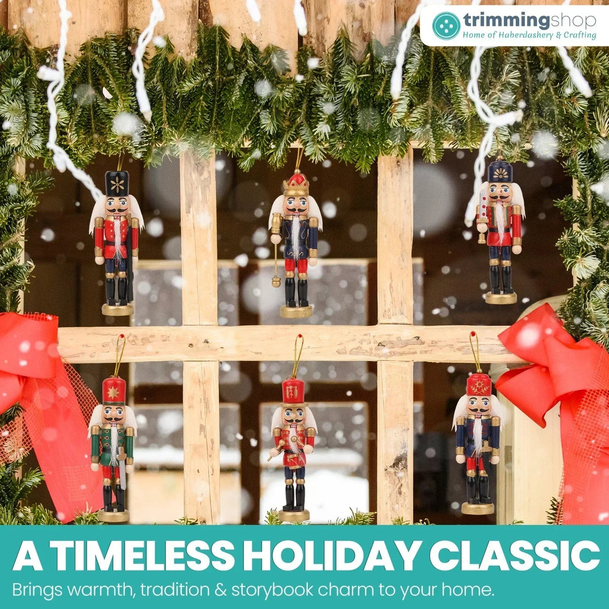 6 Pcs Nutcracker Soldiers Wooden Christmas Tree Decorations Xmas Hanging Decor CorbyCart