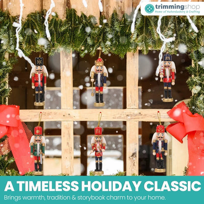 6 Pcs Nutcracker Soldiers Wooden Christmas Tree Decorations Xmas Hanging Decor CorbyCart