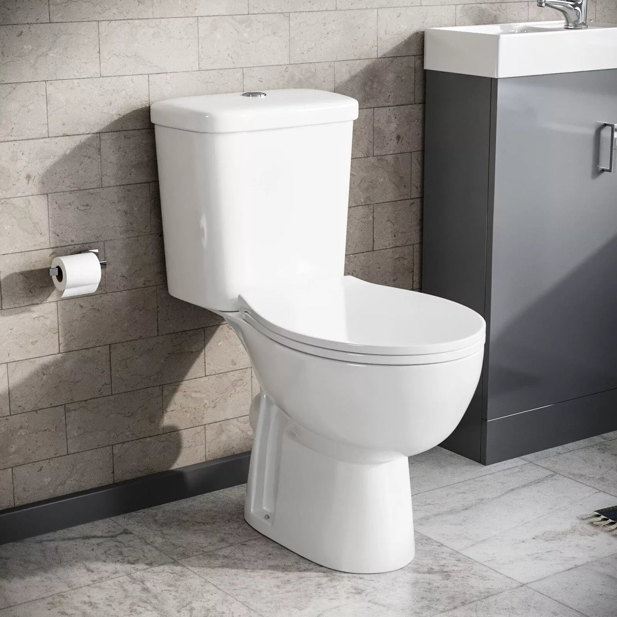 Nes Home Close Coupled Toilet Bathroom WC Pan, Toilet Seat & Cistern CorbyCart