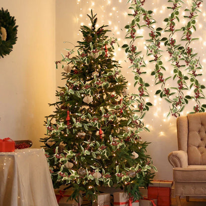 2M Christmas Garland Holly Leaf Red Berries Winter Fireplace Hanging Party Decor CorbyCart