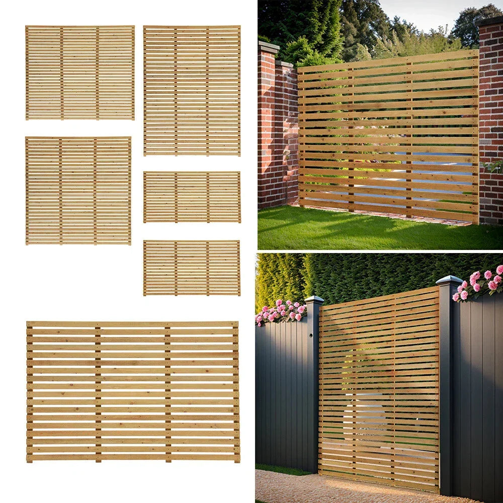 6ft Contemporary Slatted Rough Sawn Treated Fence Panel Corbycart