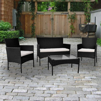 Outdoor Rattan Garden Furniture Sofa Set Patio Wicker Chairs Table 4Pieces CorbyCart
