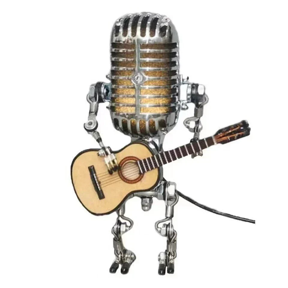 Retro Microphone Robot Desk Lamp LED Table Light Steampunk Ornament Decor Gifts Corbycart