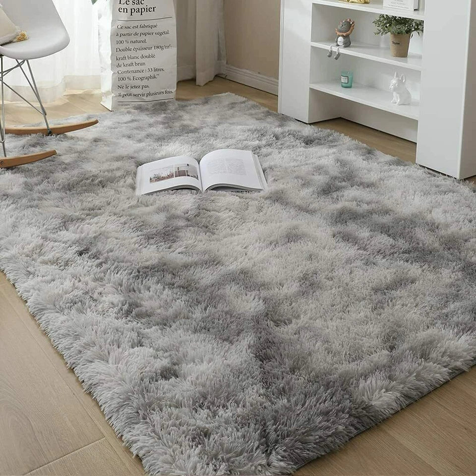 120x170cm Silver Grey fluffy rug CorbyCart
