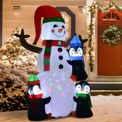 6ft Inflatable Christmas Decoration Snowman Three Penguins LED Lighted Outdoor CorbyCart