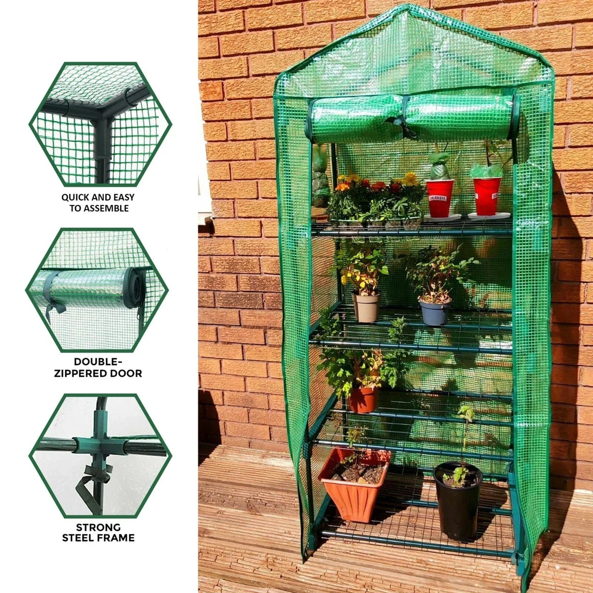 4 Tier Mini Greenhouse Outdoor Garden Plants Grow Green House with PVC Cover CorbyCart
